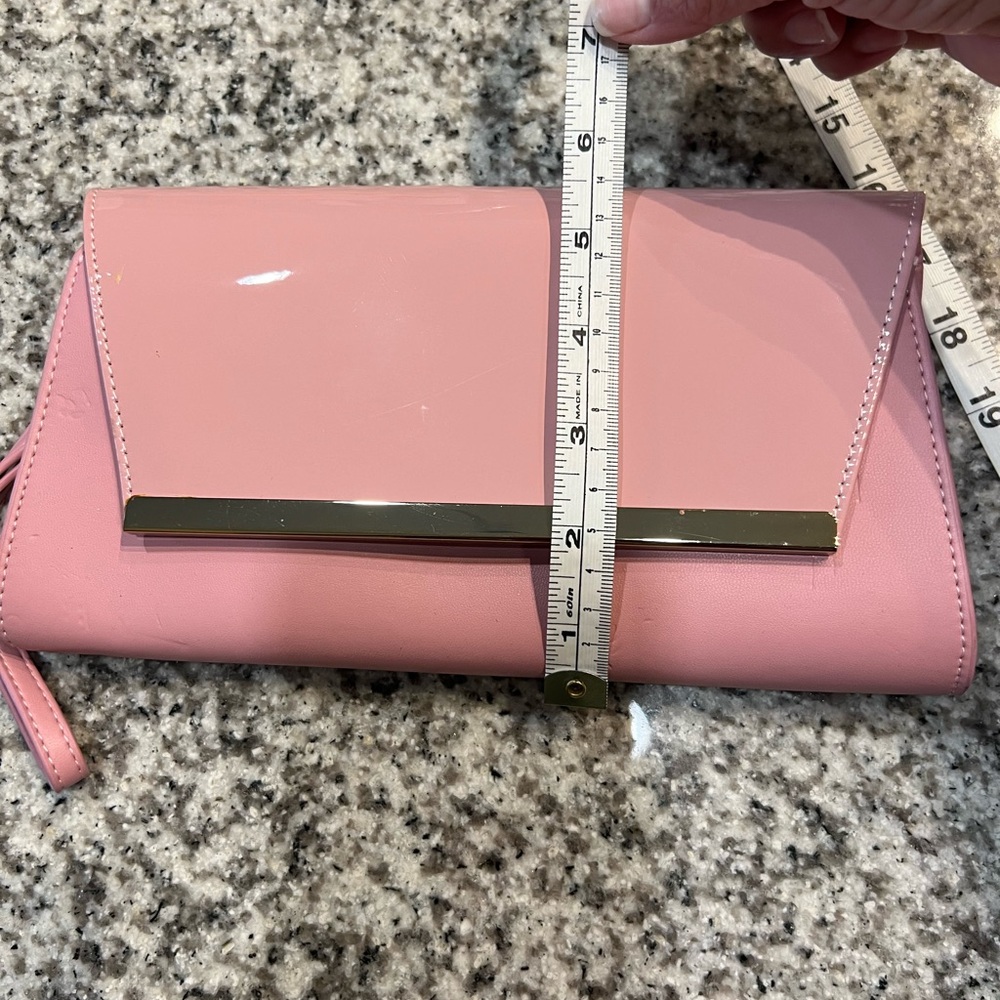 White House Black Market Pink Faux Patent Leather Clutch NEW - Picture 7 of 9